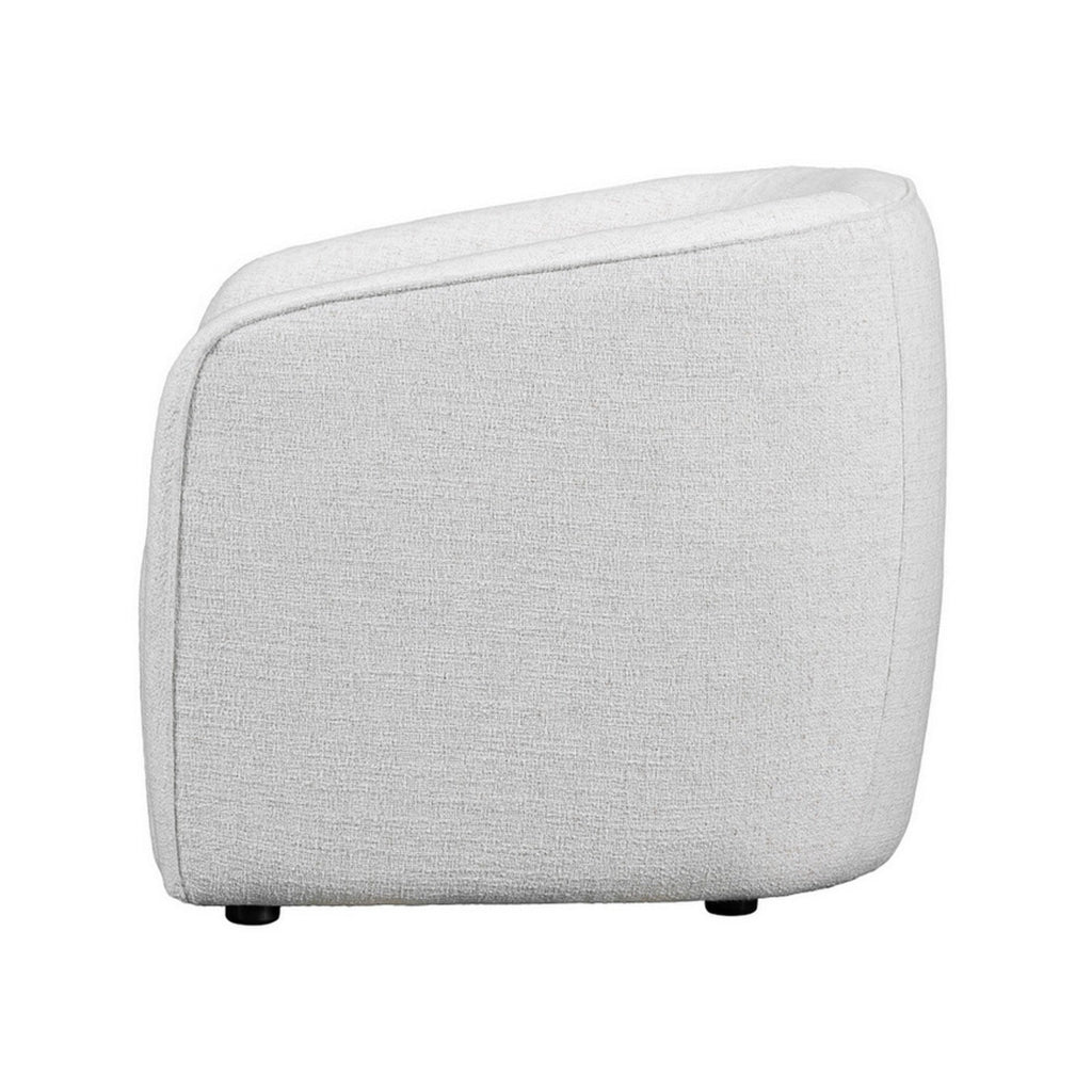 Lea 33 Inch Barrel Club Chair Cushioned Seating Off White Upholstery By Casagear Home BM307583