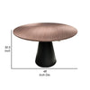 Nasa 49 Inch Modern Dining Table, Walnut Wood Surface, Black Pedestal Base