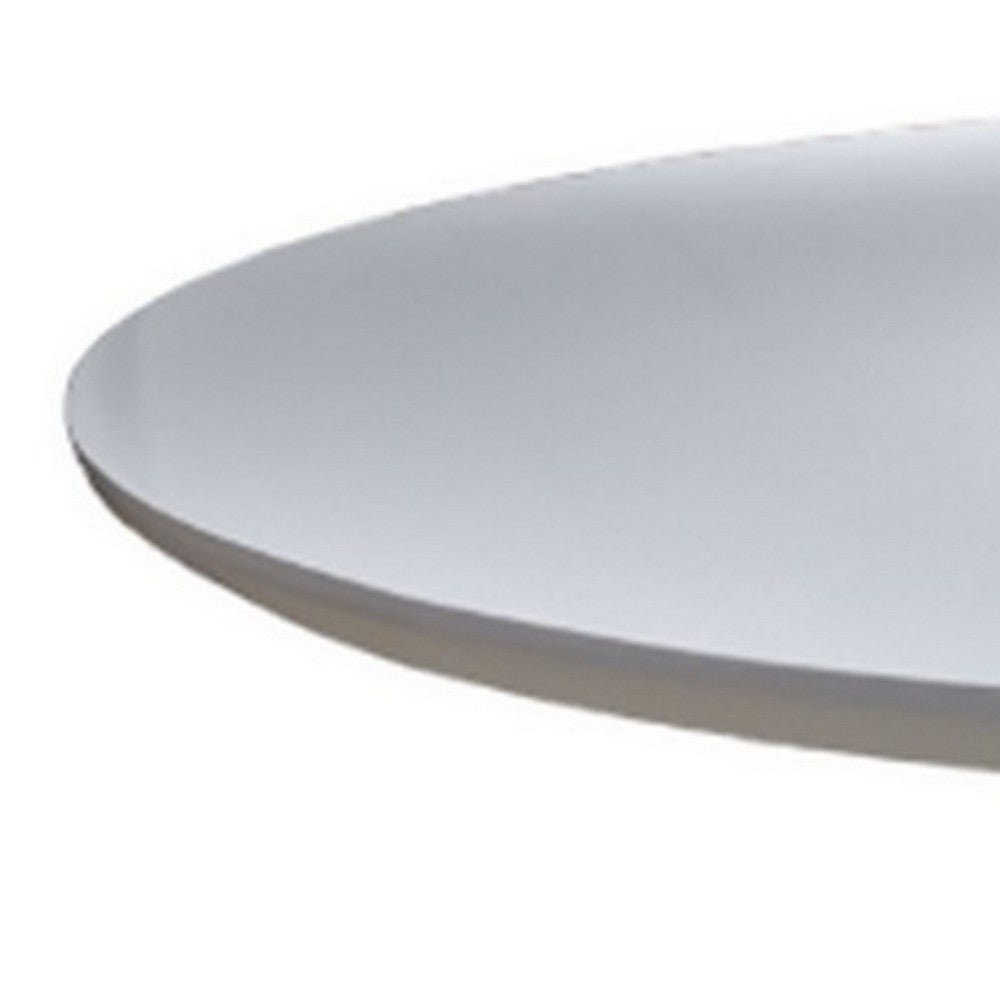 Nasa 36 Inch Modern Dining Table, Round Lacquer Surface, Pedestal Base By Casagear Home