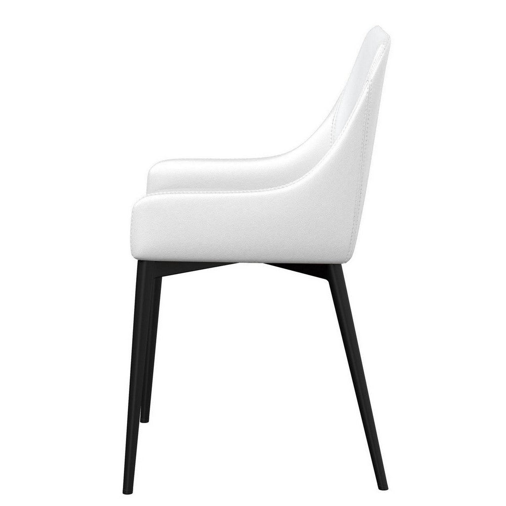 Zvi 21 Inch Cushioned Dining Chair, Set of 2, Sloped Arms, White, Black By Casagear Home