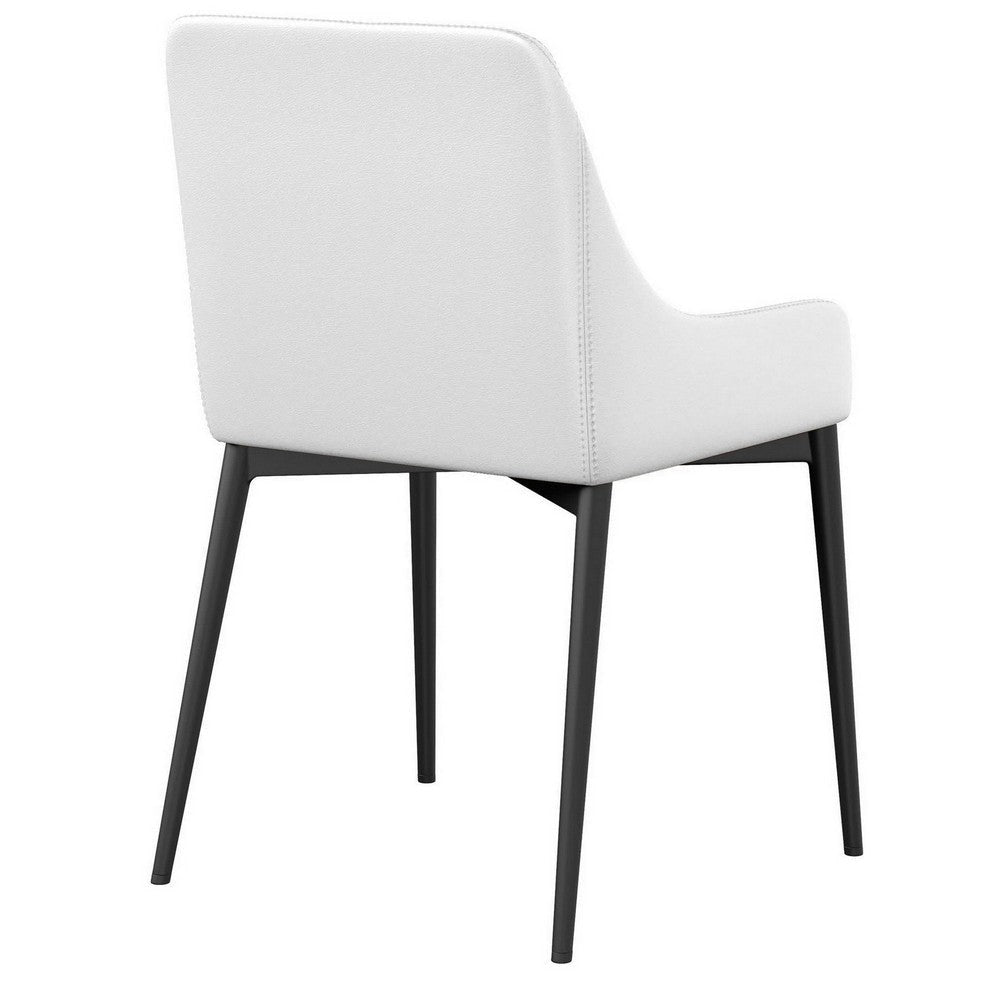 Zvi 21 Inch Cushioned Dining Chair, Set of 2, Sloped Arms, White, Black By Casagear Home