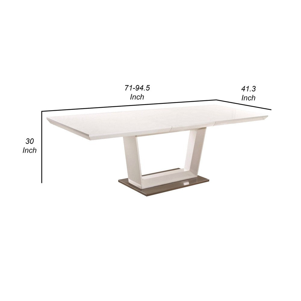 Col 71-95 Inch Extendable Dining Table U Shaped Pedestal Base White By Casagear Home BM307591