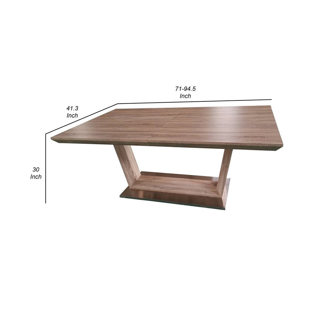 Col 71-95 Inch Extendable Dining Table U Shaped Pedestal Base Brown By Casagear Home BM307592