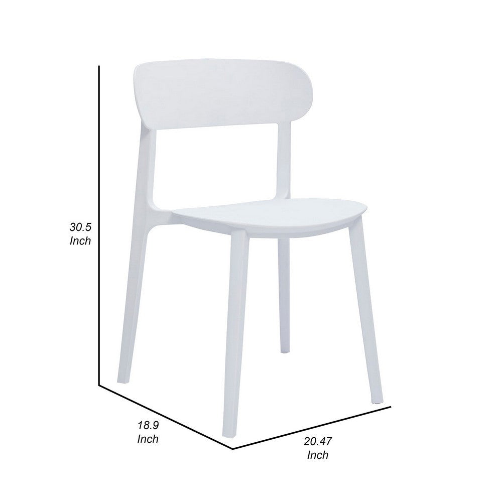 Qin 20 Inch Side Chair Set of 4 Contoured Backrest Curved Seating White By Casagear Home BM307601