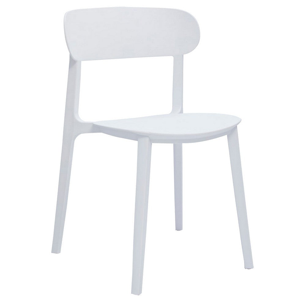 Qin 20 Inch Side Chair, Set of 4, Contoured Backrest, Curved Seating, White By Casagear Home