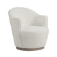 Sofi 32 Inch Plush Swivel Chair Cushioned Sloped Armrests Off White By Casagear Home BM307602