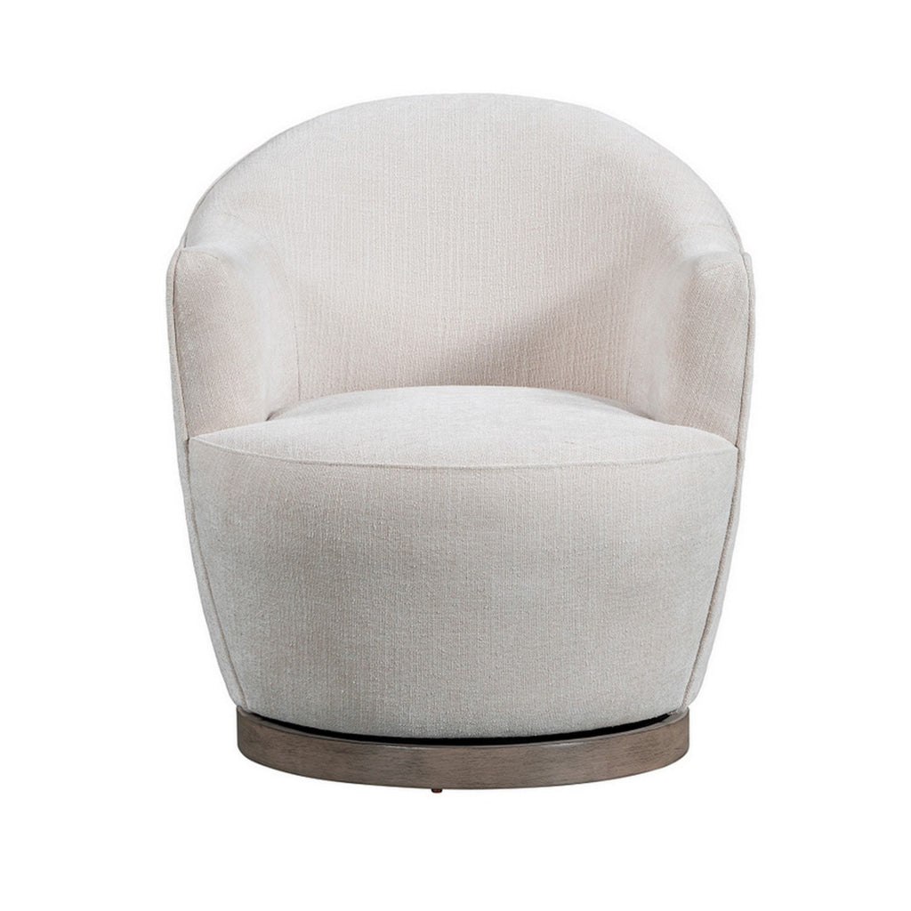 Sofi 32 Inch Plush Swivel Chair Cushioned Seating Cream White Upholstery By Casagear Home BM307603