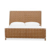 Dory Queen Size Bed Hand Woven Headboard Faux Leather Upholstery Brown