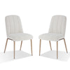 Rise 19 Inch Dining Chairs, Soft Boucle Upholstery, Set of 2, White, Bronze