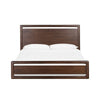 Vipe California King Platform Bed Cutout Design Modern Brown Acacia Wood BM308476