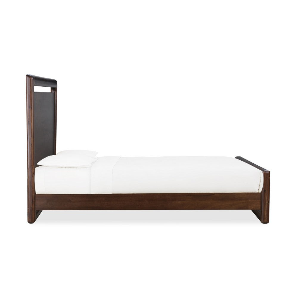 Vipe California King Platform Bed Cutout Design Modern Brown Acacia Wood BM308476