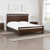 Vipe California King Platform Bed, Cutout Design, Modern Brown Acacia Wood