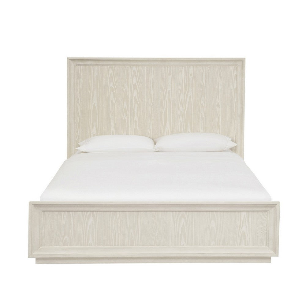 Maxi California King Platform Bed High Headboard Wire Brushed Wood Beige BM308480