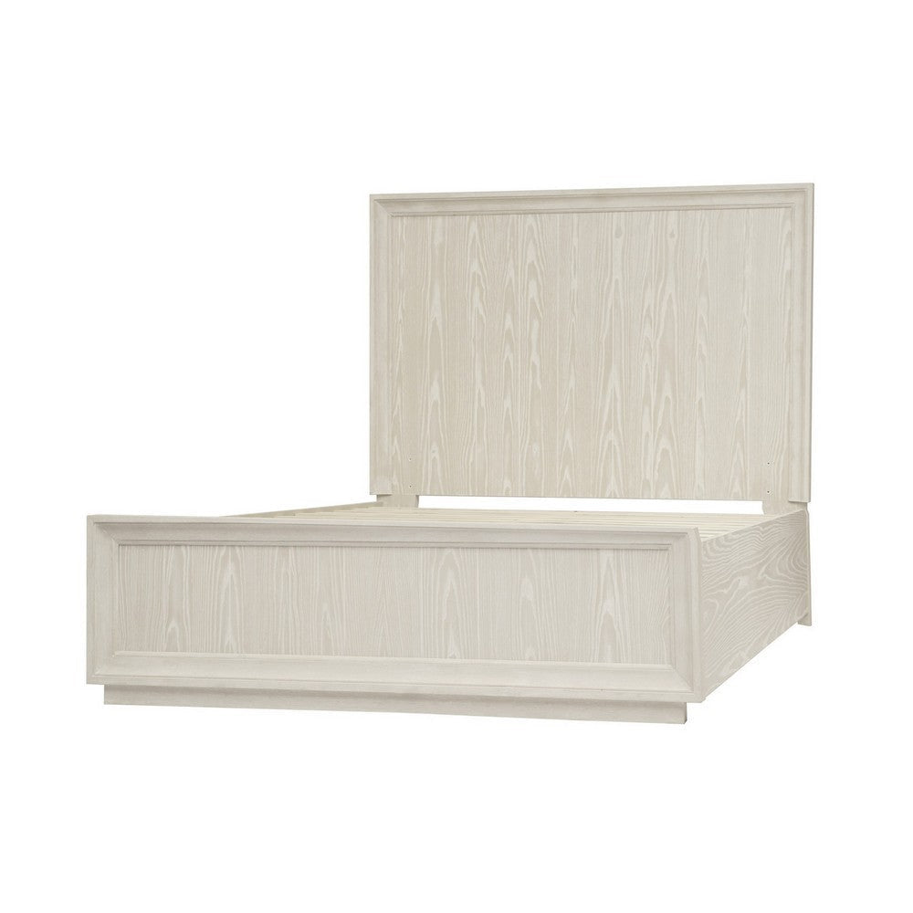 Maxi California King Platform Bed High Headboard Wire Brushed Wood Beige BM308480