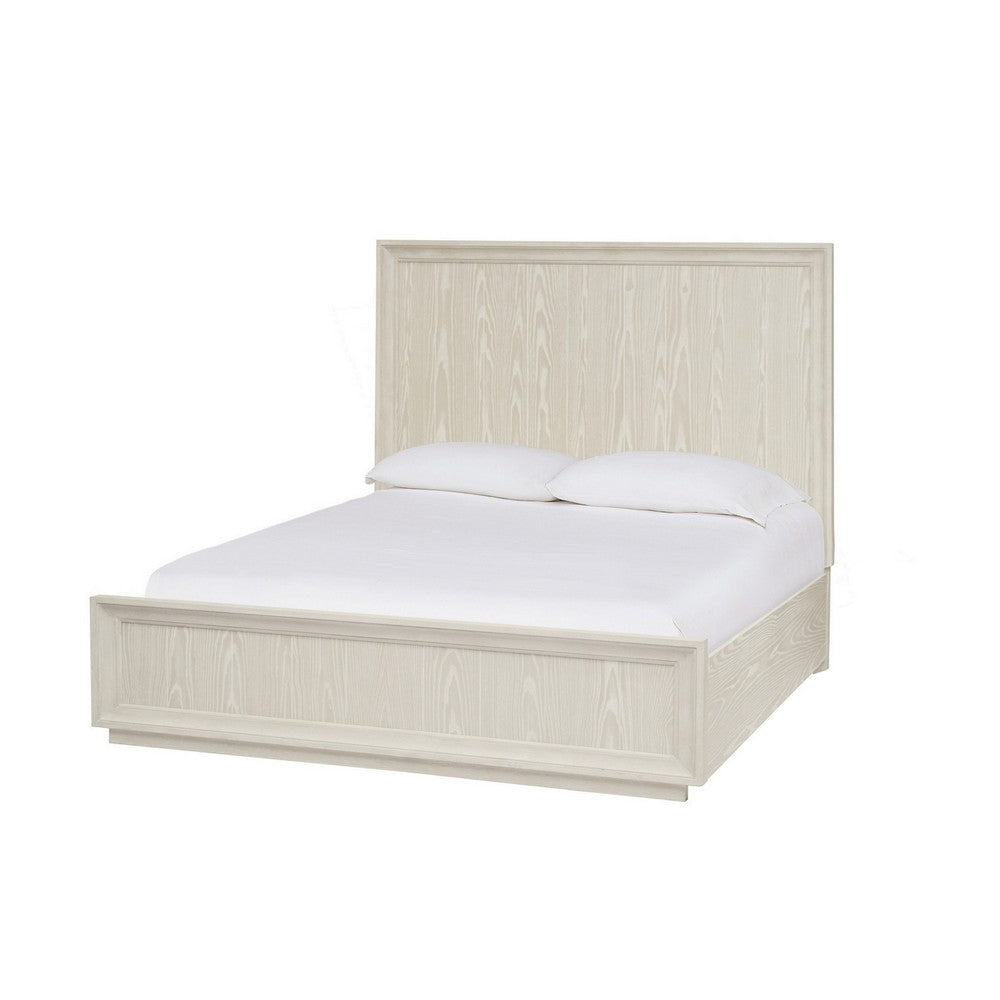 Maxi California King Platform Bed, High Headboard, Wire Brushed Wood, Beige