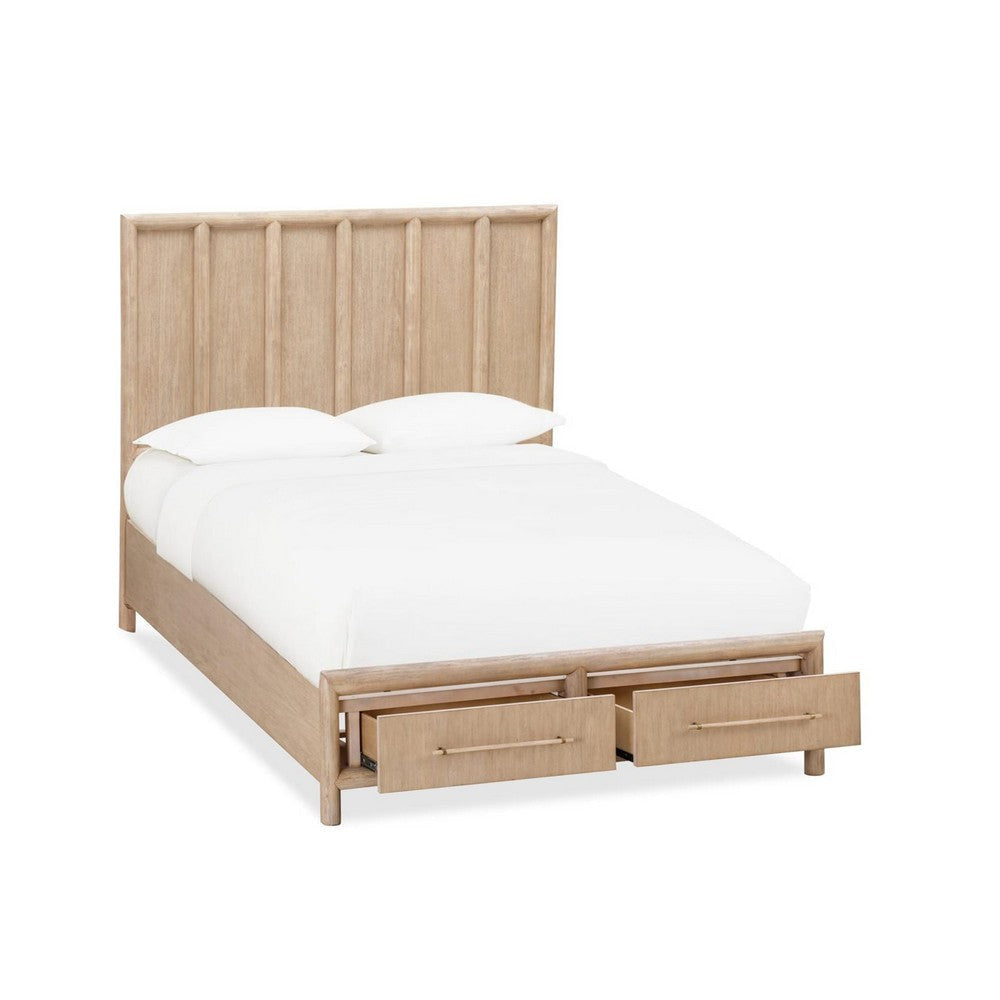 Dory King Size Bed Panel Vertical Wood Bar Headboard Light Brown Acacia BM308484