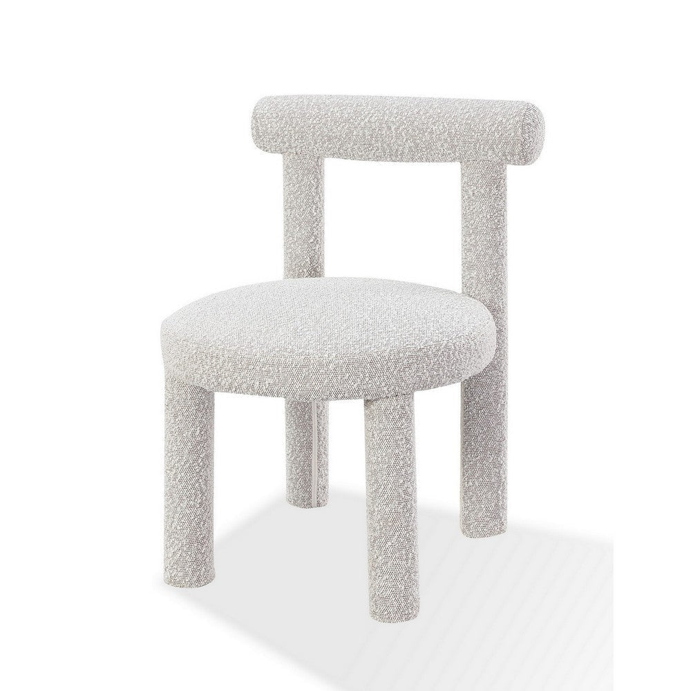 Zame 21 Inch Dining Chair Soft Cotton Boucle Upholstery Modern White By Casagear Home BM308486