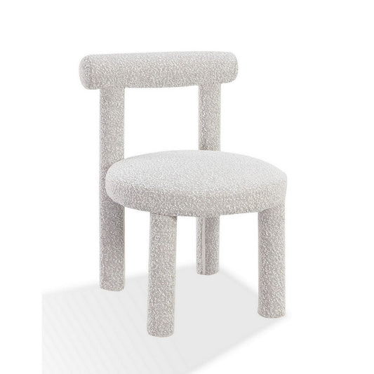 Zame 21 Inch Dining Chair, Soft Cotton Boucle Upholstery, Modern White By Casagear Home