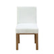 Rux 19 Inch Dining Chair White Polyester Wood Legs Set of 2 White Brown BM308488