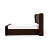 Baca Queen Platform Bed Velvet Upholstery Wingback Headboard Brown