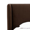 Baca Queen Platform Bed Velvet Upholstery Wingback Headboard Brown