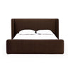 Baca Queen Platform Bed, Velvet Upholstery, Wingback Headboard, Brown