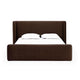 Baca Queen Platform Bed, Velvet Upholstery, Wingback Headboard, Brown
