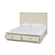 Maxi Queen Size Platform Bed 2 Storage Drawers High Headboard Beige Wood BM308502