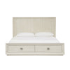 Maxi Queen Size Platform Bed 2 Storage Drawers High Headboard Beige Wood BM308502