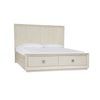 Maxi Queen Size Platform Bed, 2 Storage Drawers, High Headboard, Beige Wood