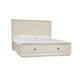 Maxi Queen Size Platform Bed, 2 Storage Drawers, High Headboard, Beige Wood