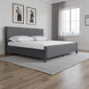Cave Queen Bed, Velvet Upholstery, Squared Posts, Dark Gray Mahogany Wood