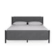 Cave Full Bed Velvet Upholstery Squared Posts Dark Gray Mahogany Wood