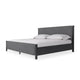 Cave Full Bed Velvet Upholstery Squared Posts Dark Gray Mahogany Wood