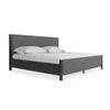 Cave Full Bed, Velvet Upholstery, Squared Posts, Dark Gray Mahogany Wood