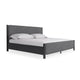 Cave Full Bed, Velvet Upholstery, Squared Posts, Dark Gray Mahogany Wood