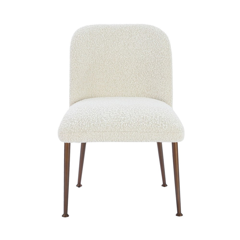 Zame 20 Inch Dining Chair Soft White Boucle Fabric Set of 2 Curved Back BM308508