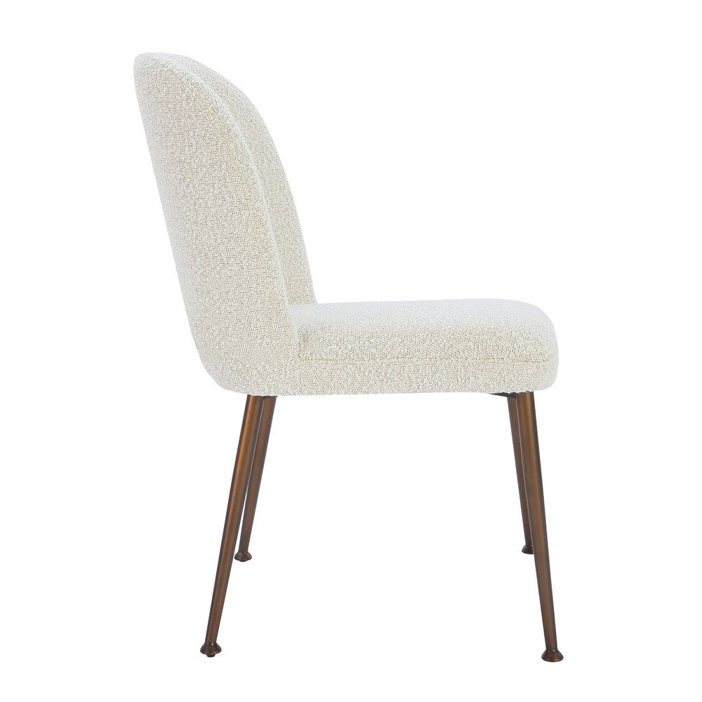Zame 20 Inch Dining Chair Soft White Boucle Fabric Set of 2 Curved Back BM308508
