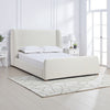 Mosi Queen Platform Bed, Wingback Headboard, White Boucle Fabric Upholstery