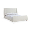 Mosi Queen Platform Bed, Wingback Headboard, White Boucle Fabric Upholstery