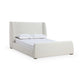 Mosi Queen Platform Bed, Wingback Headboard, White Boucle Fabric Upholstery