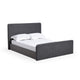 Cave King Size Platform Bed, Soft Velvet Upholstered, Charcoal Gray