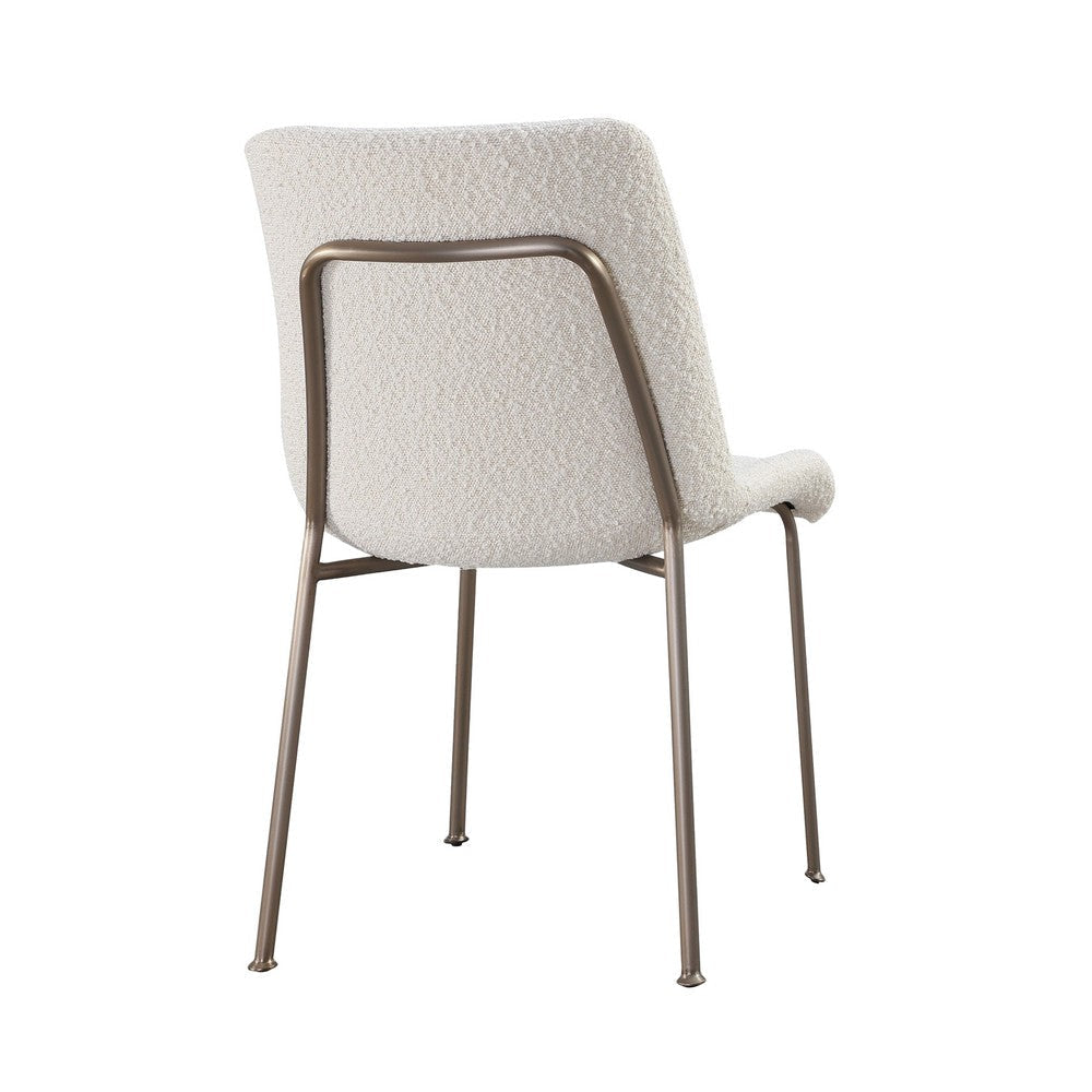 Zame 20 Inch Dining Chair Soft Boucle Upholstery Set of 2 Nickel Legs White BM308521