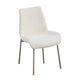 Zame 20 Inch Dining Chair, Soft Boucle Upholstery, Set of 2, Nickel Legs, White