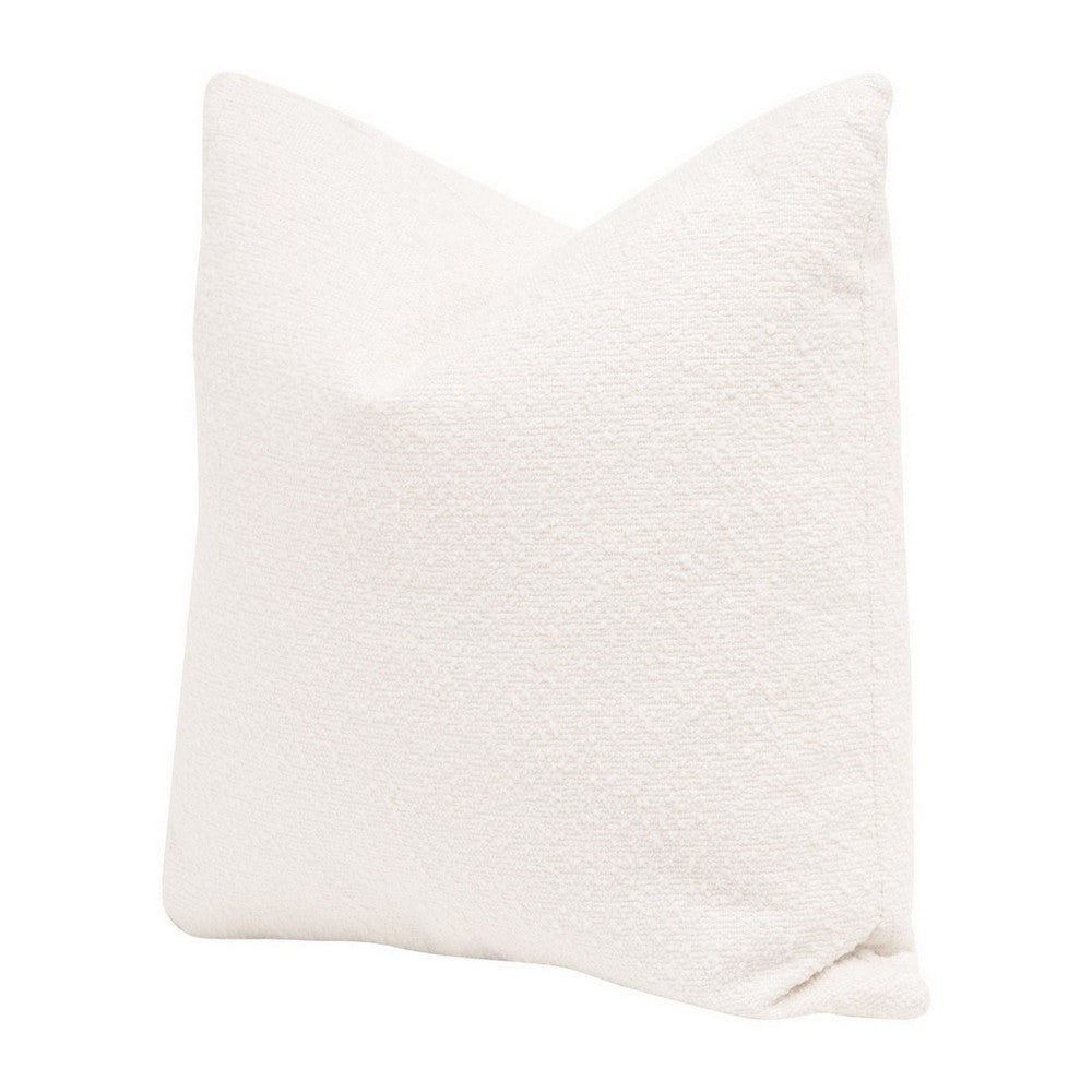 22 Inch Set of 2 Boucle Accent Throw Pillows, Down Fill, White  Poly Linen By Casagear Home