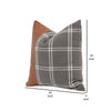 Veya 20 Inch Set of 2 Accent Throw Throw Pillows Leather Stripe Plaid Gray By Casagear Home BM308540