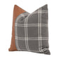 Veya 20 Inch Set of 2 Accent Throw Throw Pillows, Leather Stripe Plaid Gray By Casagear Home