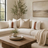 Ashi 20 Inch Set of 2 Accent Throw Pillows, Brown Leather, White Boucle By Casagear Home