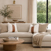 Ashi 20 Inch Set of 2 Accent Throw Pillows, Brown Leather, White Boucle By Casagear Home