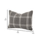 Veya 20 Inch Set of 2 Lumbar Pillows, Down Filling, White Plaid, Smoke Gray By Casagear Home